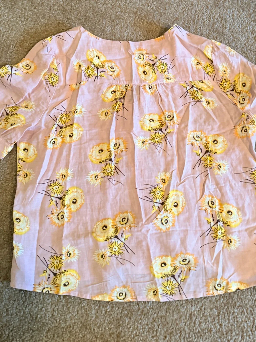 Madewell Plaza Floral Button-Front V-Neck Top linen blend sz L - Picture 4 of 5